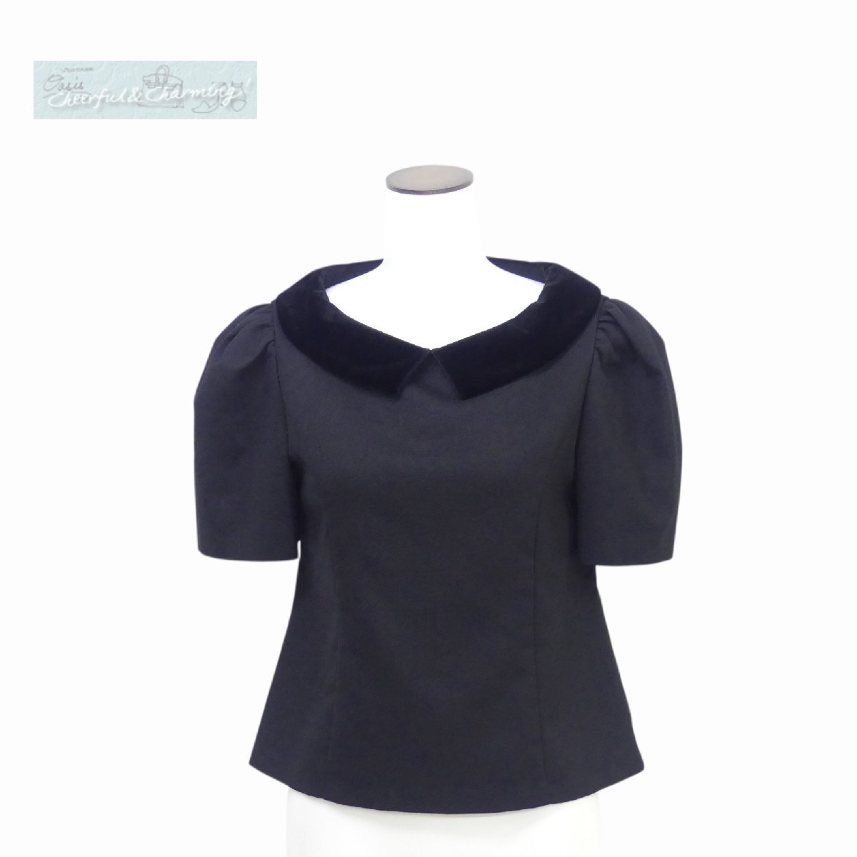 Velour Noir by FOXEY NEWYORK トップ デューン 38 ブラック ポリエステルBLEND ベロア襟 '24年商品 44205_画像1