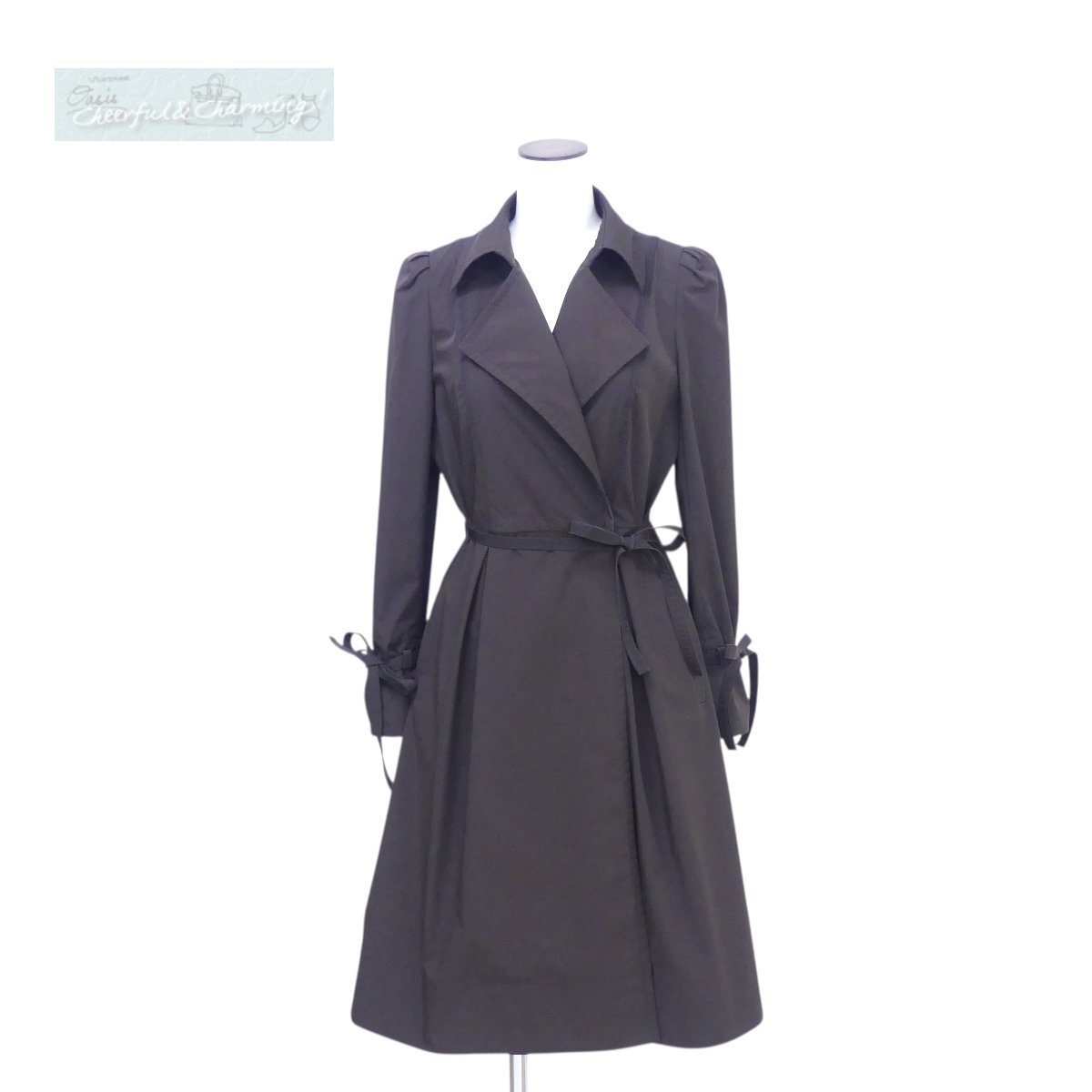 FOXEY NEWYORK ストレッチタフタコート 40 ダークブラウン 25449 B＋＋_画像1