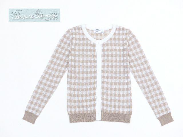 FOXEY NEWYORK COLLCTION カーディガン 38 ベージュ×ホワイト レーヨンBLEND 36640_画像1