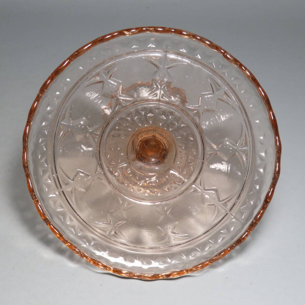 1円スタート~ ビンテージ ピンク ガラス コンポート 菓子器 色硝子ガラス 硝子工芸 アンティーク骨董品 lot:102317 _画像3