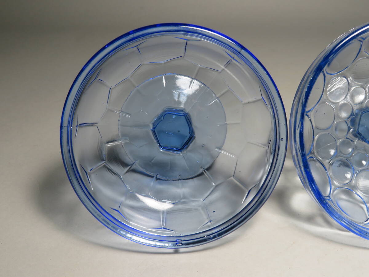 1円スタート~ 明治~大正レトロ 青 氷コップ/アイスカップ 3客 気泡/手吹きガラス 色硝子ガラス ウランガラス アンティーク102315_画像5