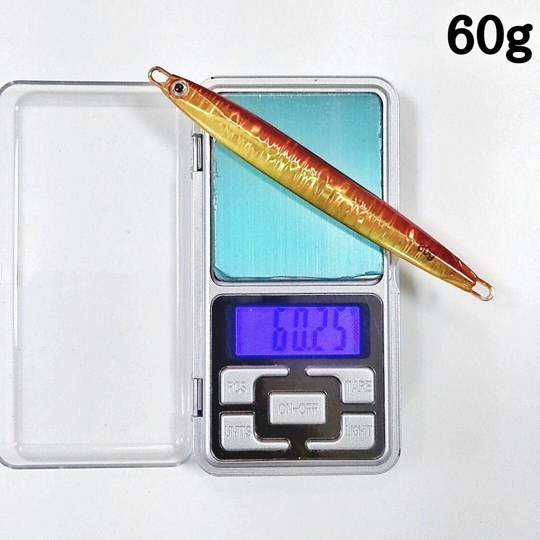 メタルジグ60g 5本 細身ロングジグ スロブラL60v5 ジグ本体のみ_画像3