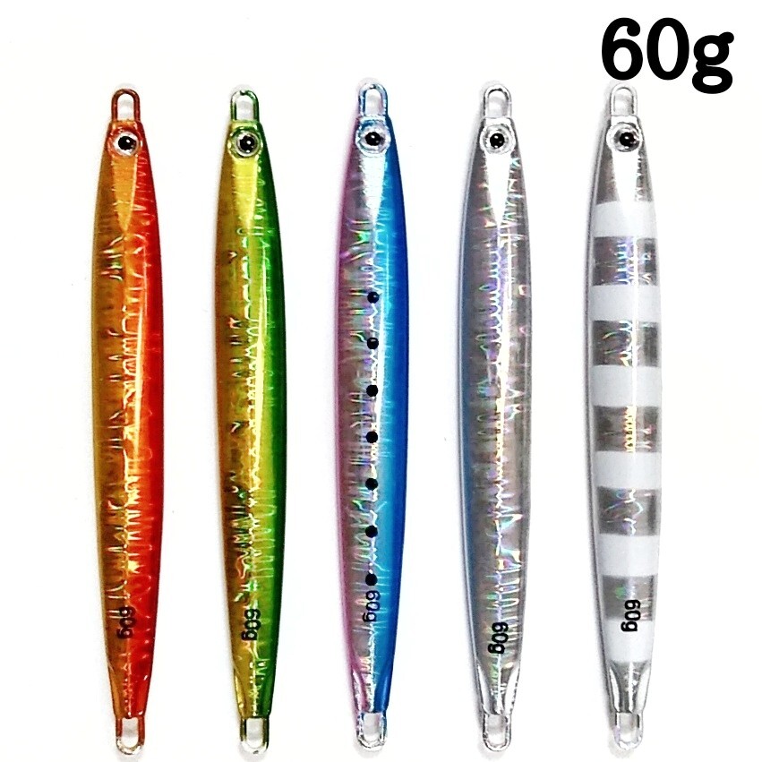 メタルジグ60g 5本 細身ロングジグ スロブラL60v5 ジグ本体のみ_画像1