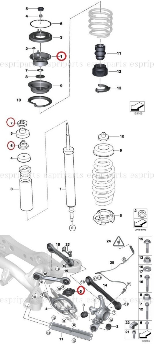 BMW E87 E81 116i 118i 120i 130i アッパーマウント 前後セット フロントアッパーマウント リアアッパーマウント_画像2