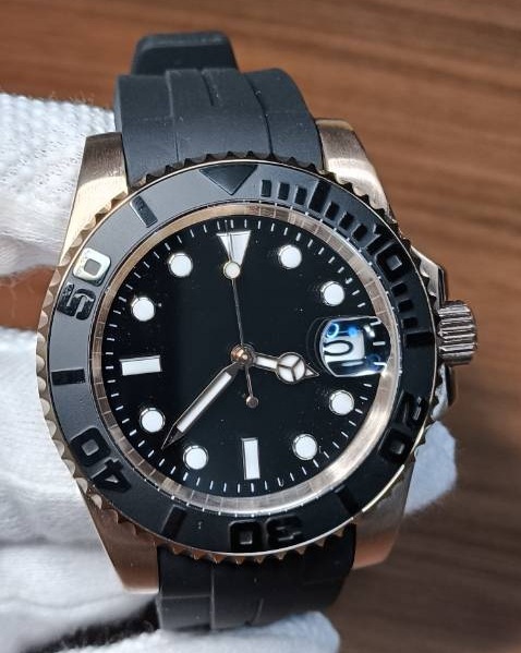 RG NO LOGO ノーロゴ ヨットマスター オマージュ 自動巻き 機械式 NH35 NH35A セラミック サファイア ステンレス ダイバー MOD カスタム_画像2