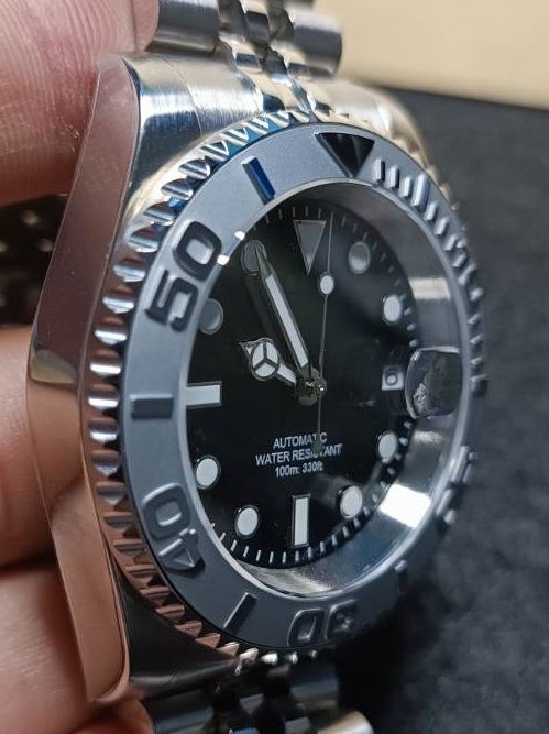 NO LOGO ノーロゴ ヨットマスター オマージュ SEIKO NH35A 自動巻き 機械式 セラミック サファイア MOD 銀_画像10