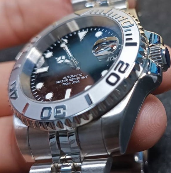 NO LOGO ノーロゴ ヨットマスター オマージュ SEIKO NH35A 自動巻き 機械式 セラミック サファイア MOD 銀_画像8