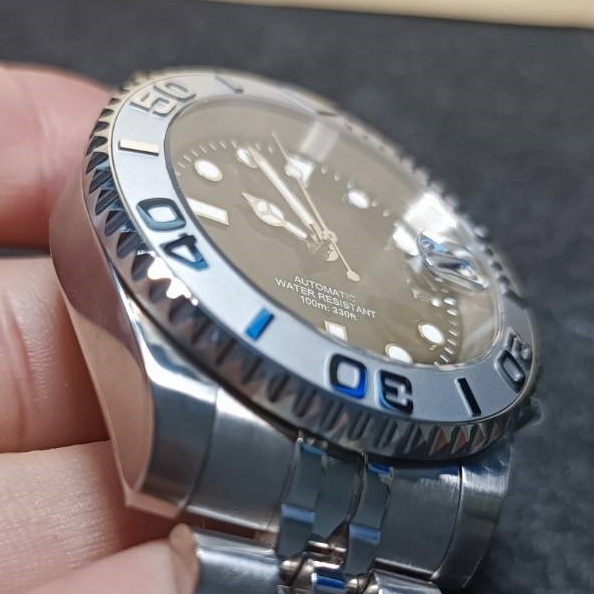 NO LOGO ノーロゴ ヨットマスター オマージュ SEIKO NH35A 自動巻き 機械式 セラミック サファイア MOD 銀_画像9