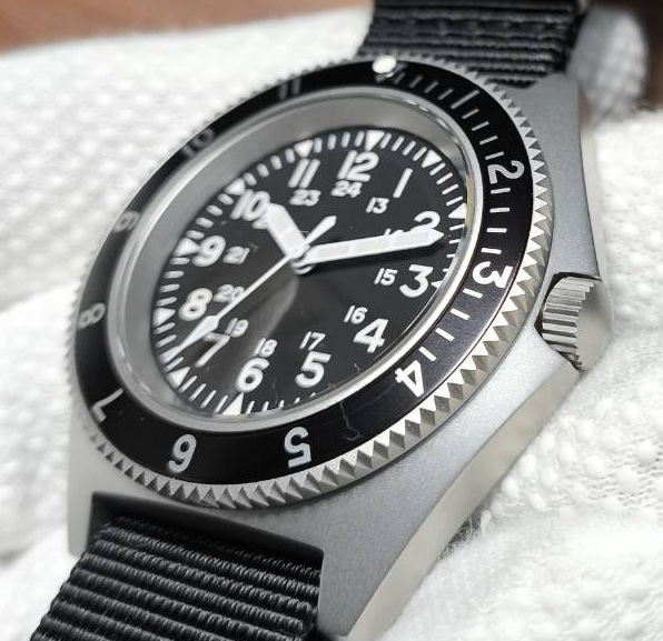 NO LOGO ベンラス タイプ 2 オマージュ ミリタリーウォッチ MIYOTA クォーツ ブラックカラー ウォルサム ドイツ軍 NWC NAVAL WATCH ナバル_画像4