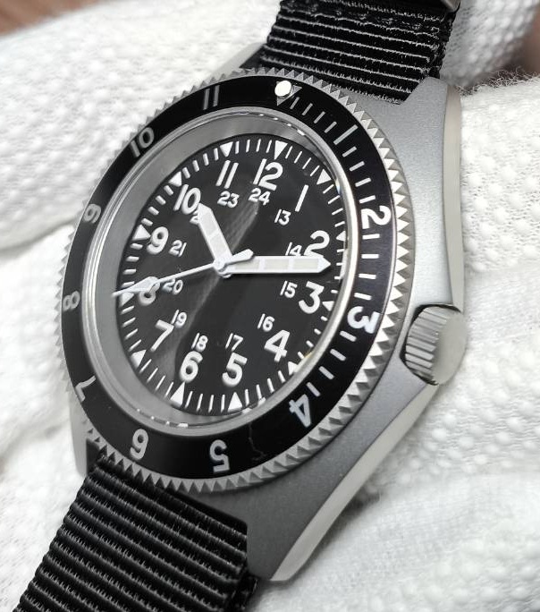NO LOGO ベンラス タイプ 2 オマージュ ミリタリーウォッチ MIYOTA クォーツ ブラックカラー ウォルサム ドイツ軍 NWC NAVAL WATCH ナバル_画像5
