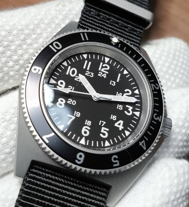 NO LOGO ベンラス タイプ 2 オマージュ ミリタリーウォッチ MIYOTA クォーツ ブラックカラー ウォルサム ドイツ軍 NWC NAVAL WATCH ナバル_画像1