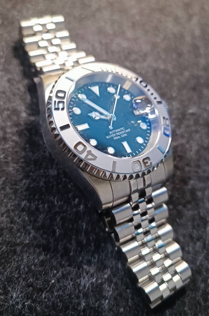 NO LOGO ノーロゴ ヨットマスター オマージュ SEIKO NH35A 自動巻き 機械式 セラミック サファイア MOD 銀_画像4