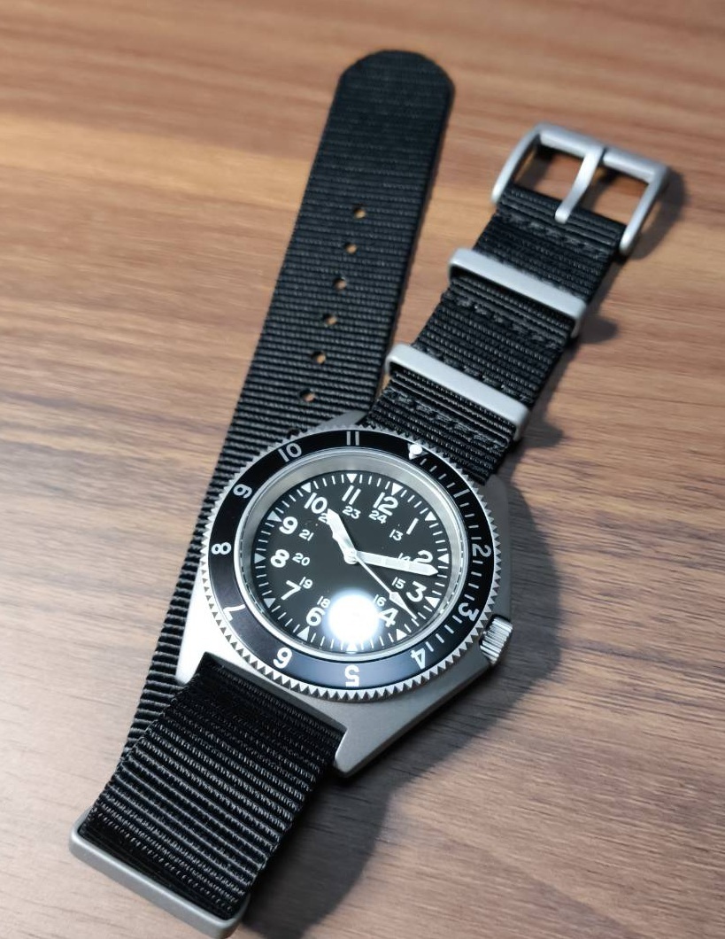 NO LOGO ベンラス タイプ 2 オマージュ ミリタリーウォッチ MIYOTA クォーツ ブラックカラー ウォルサム ドイツ軍 NWC NAVAL WATCH ナバル_画像6