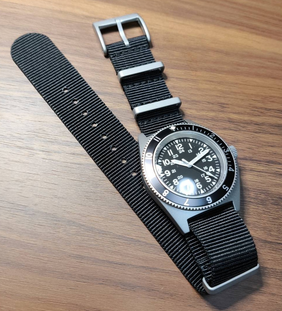 NO LOGO ベンラス タイプ 2 オマージュ ミリタリーウォッチ MIYOTA クォーツ ブラックカラー ウォルサム ドイツ軍 NWC NAVAL WATCH ナバル_画像2