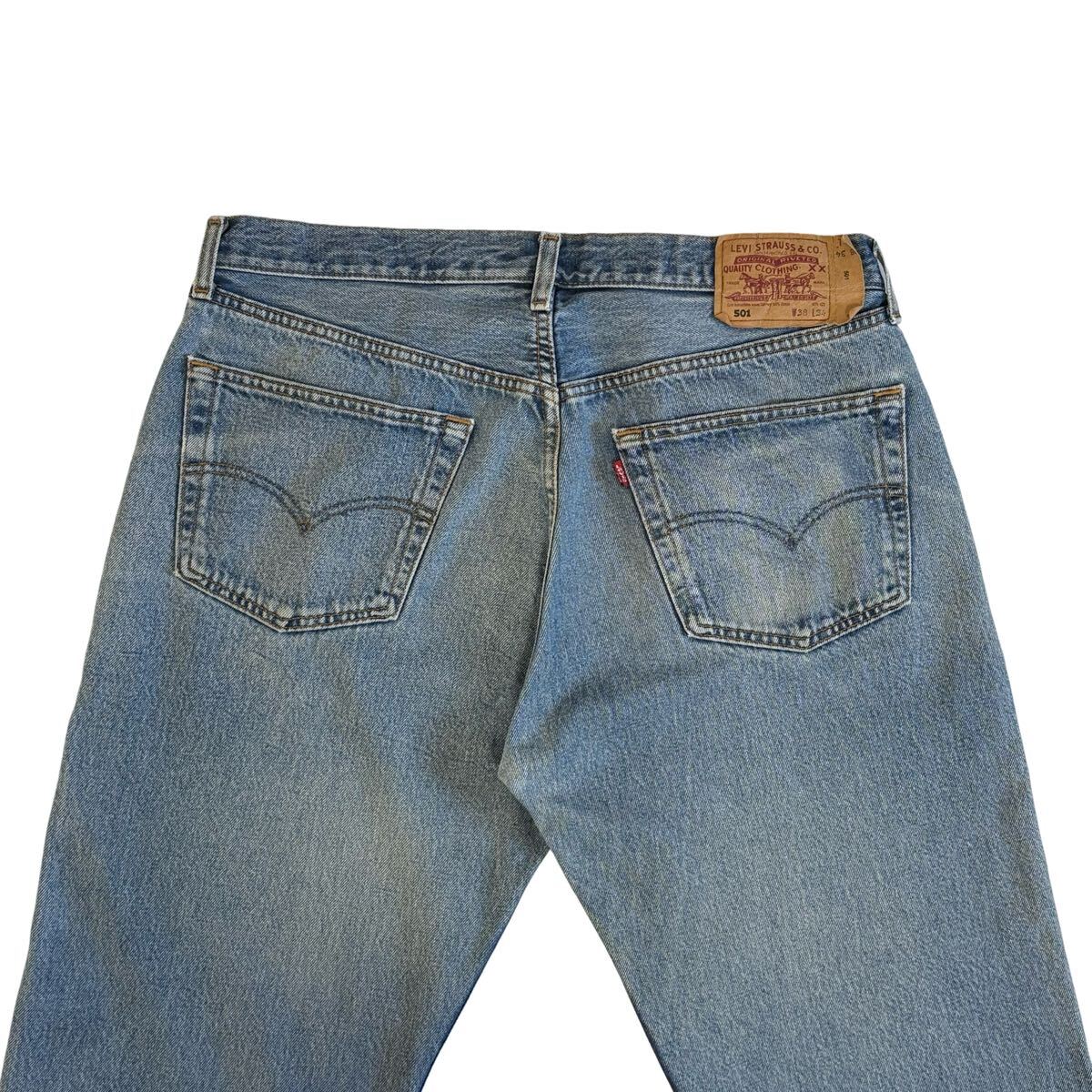 リーバイス 501 ジーンズ W38 L34 (L30程度) ストレート 裾上げ有 ブルー デニムパンツ(P659)_画像8