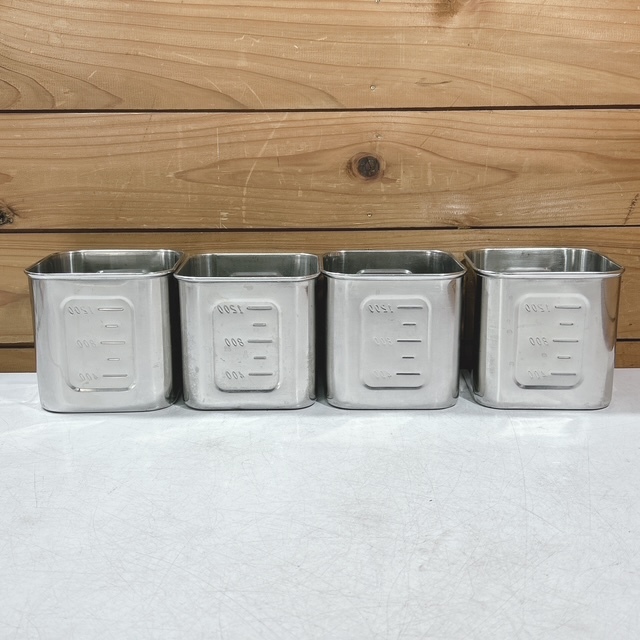 【中古】YUKIWA/ユキワ 三宝産業 ステンレス 深型角キッチンポット SIZE:12 目盛付き 計4点セット (蓋無し)_画像2