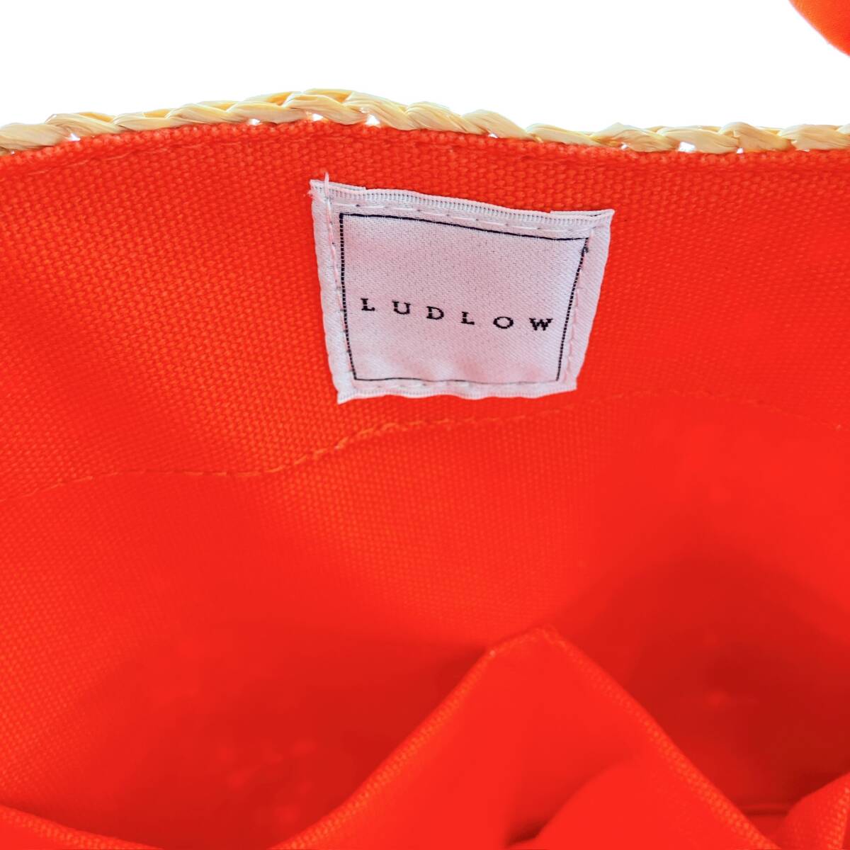 1714◯ LUDLOW ラドロー ハンドバッグ トートバッグ カゴ 花柄 赤 レッド ラフィアグレープハンドルトートバッグ ストローバッグ _画像9