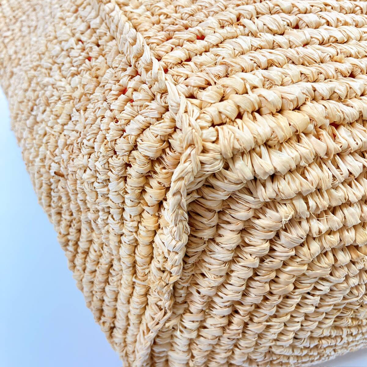 1714◯ LUDLOW ラドロー ハンドバッグ トートバッグ カゴ 花柄 赤 レッド ラフィアグレープハンドルトートバッグ ストローバッグ _画像4