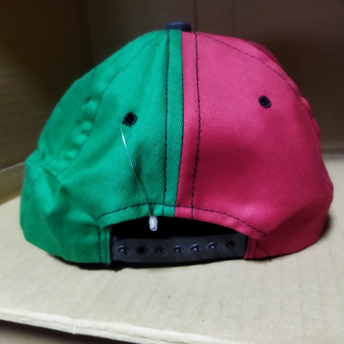 90's USA製 ビンテージ レゲエ ジャマイカ ラスタカラー PEACEマーク スナップバック キャップ 帽子 古着 デッドストック_画像3