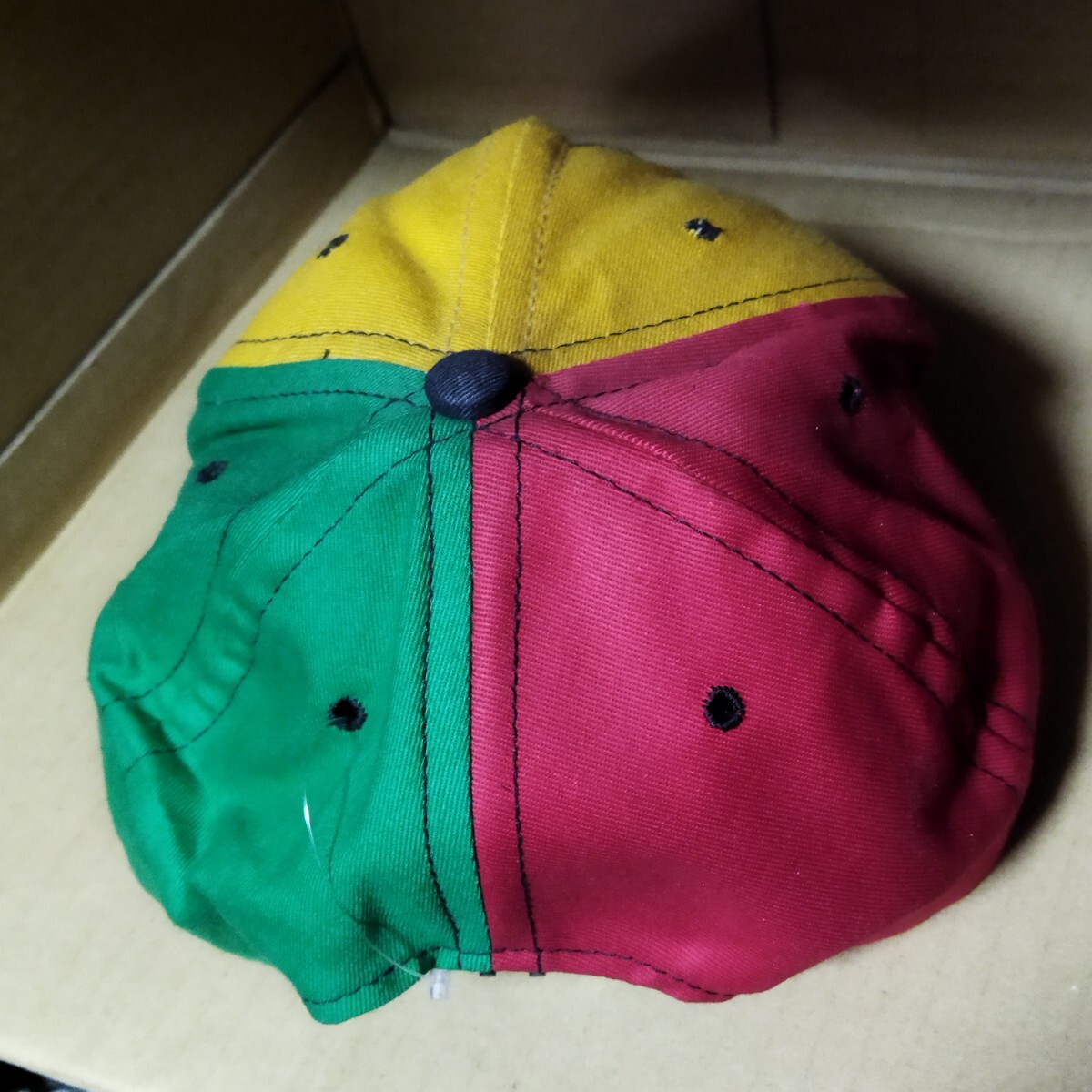 90's USA製 ビンテージ レゲエ ジャマイカ ラスタカラー PEACEマーク スナップバック キャップ 帽子 古着 デッドストック_画像4