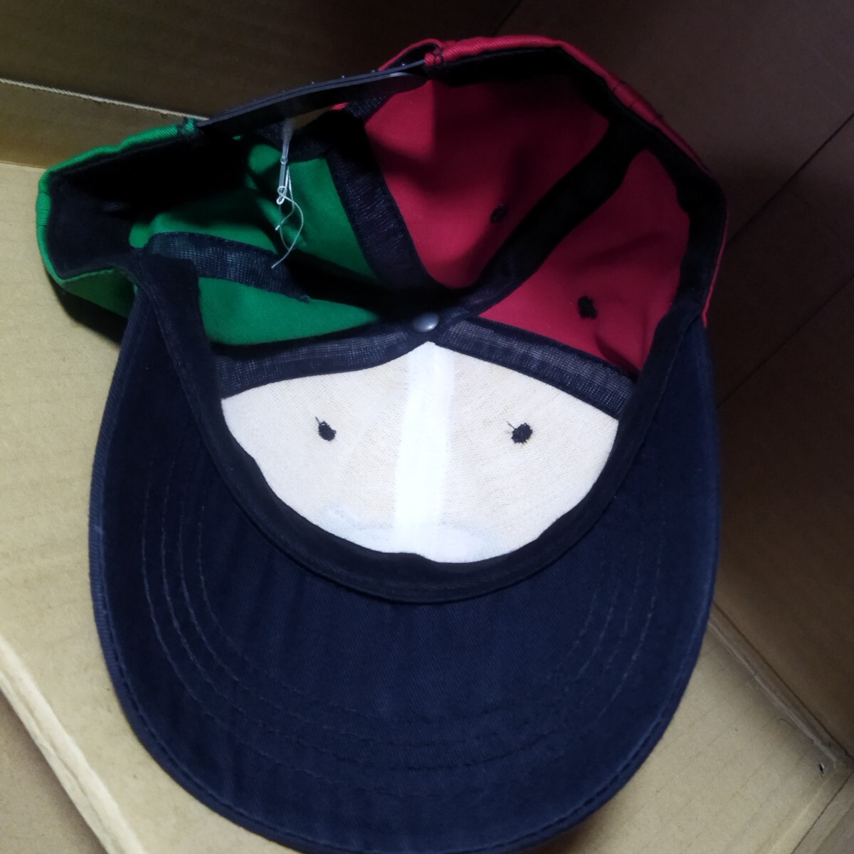 90's USA製 ビンテージ レゲエ ジャマイカ ラスタカラー PEACEマーク スナップバック キャップ 帽子 古着 デッドストック_画像5