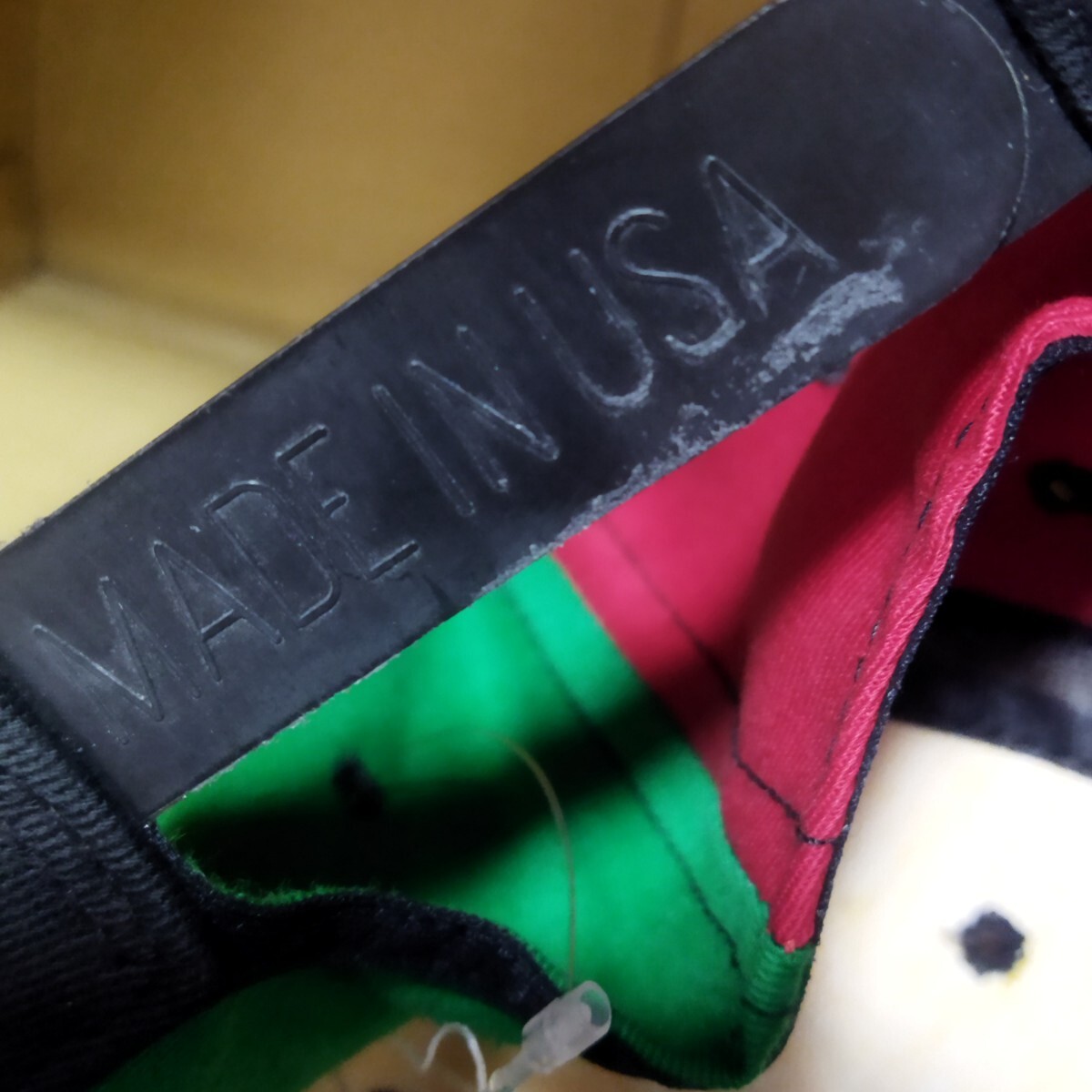 90's USA製 ビンテージ レゲエ ジャマイカ ラスタカラー PEACEマーク スナップバック キャップ 帽子 古着 デッドストック_画像6