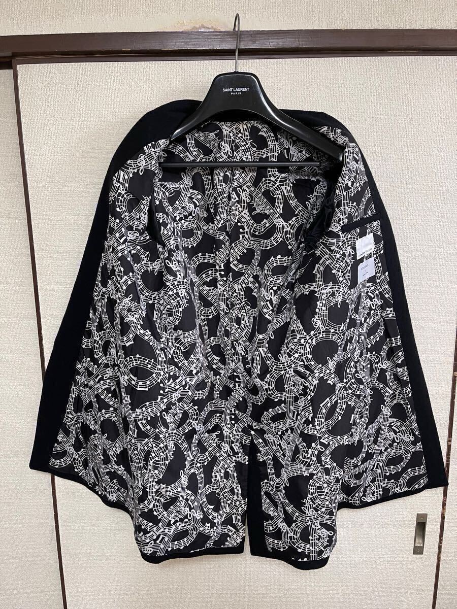 【良品】【裏地は音符柄】 NUMBER NINE ナンバーナイン CHESTER COAT 音符チェスターコート ロングジャケット BLACK ブラック 黒 即決あり_画像8