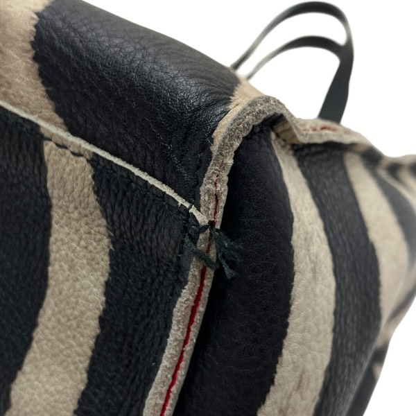  Furla бежевый × чёрная кожа Zebra рисунок сумка ручная сумочка большая сумка женский *0310