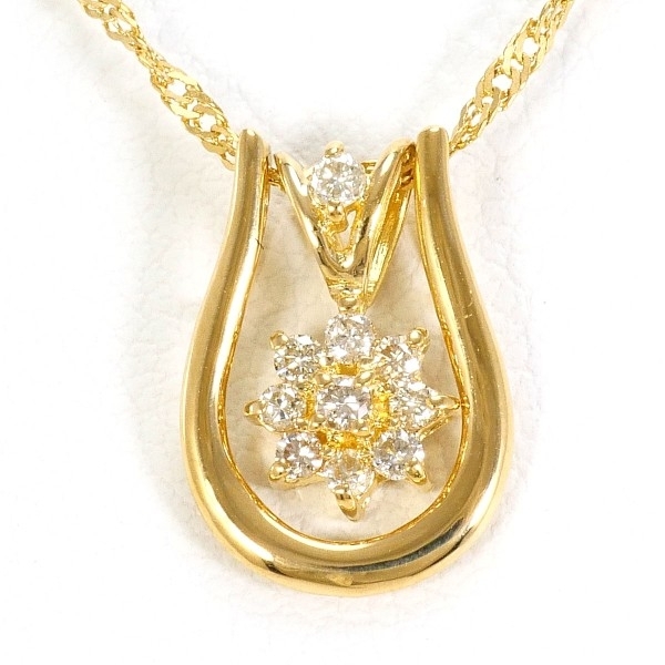 K18YG ネックレス ダイヤ 0.10 総重量約1.6g 約40cm 中古 美品 送料無料☆0315