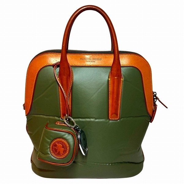 ハンティングワールド カーキ ナイロン バッグ ハンドバッグ ユニセックス☆0333_画像1