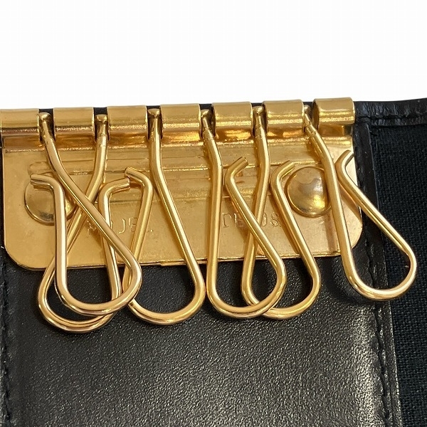  Ferragamo gun chi-ni чёрная кожа 6 полосный бренд мелкие вещи чехол для ключей женский *0341