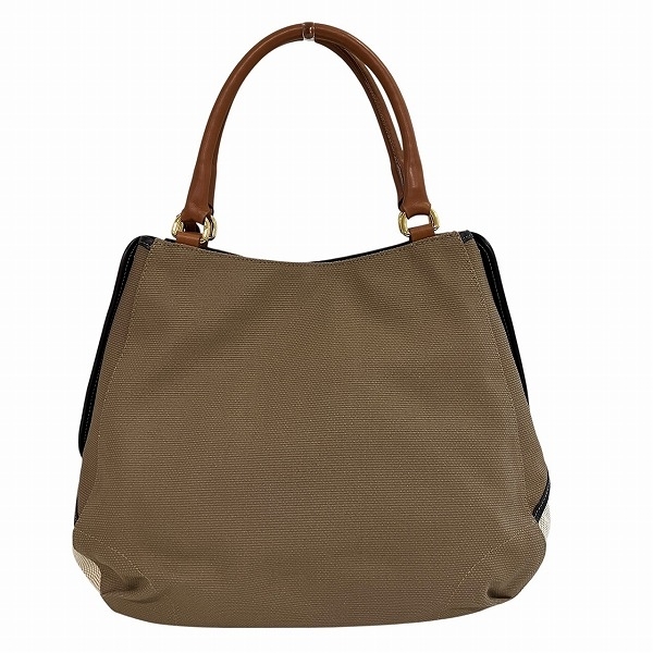  Furla бежевый парусина × кожаная сумка большая сумка женский прекрасный товар *0341