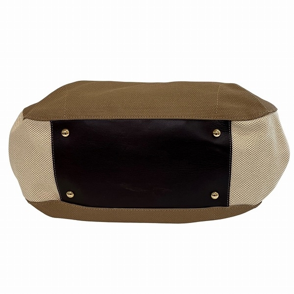  Furla бежевый парусина × кожаная сумка большая сумка женский прекрасный товар *0341