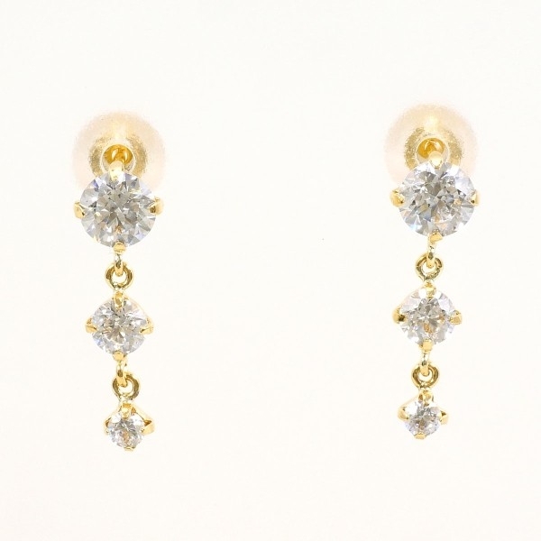 K18YG ピアス ジルコニア 総重量約0.7g 中古 美品 送料無料☆0202_画像1