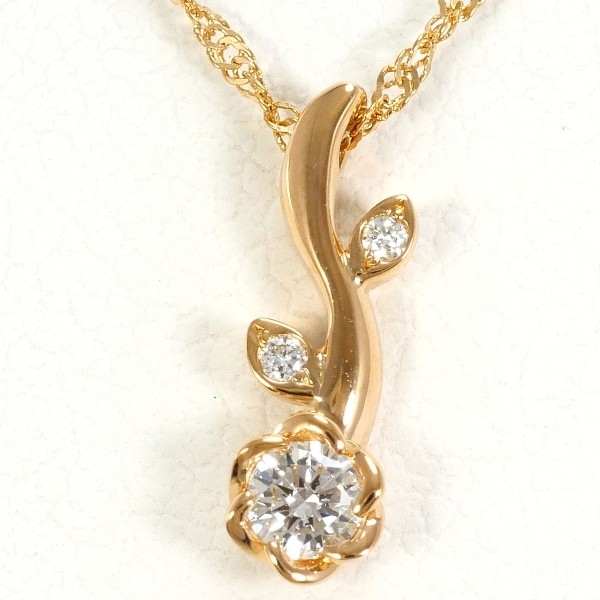 K18PG ネックレス ダイヤ 0.08 総重量約1.2g 約40cm 中古 美品 送料無料☆0338_画像1