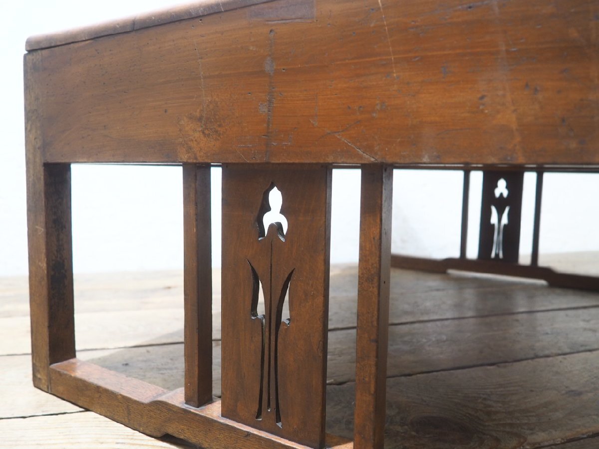 タW1747◆天板W91cm×D59,5cm◆レトロな味わいの古い木製文机◆ローテーブル 座卓 ちゃぶ台 骨董 古家具 ヴィンテージL笹4_画像7