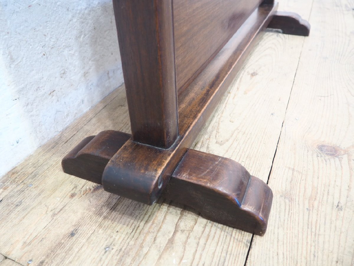 タL0836◆H113cm×W106cm◆ガラス入り◆重厚な味わいの古い木製衝立◆間仕切り パーティション 古民家 和室 レトロ アンティークO笹4_画像4