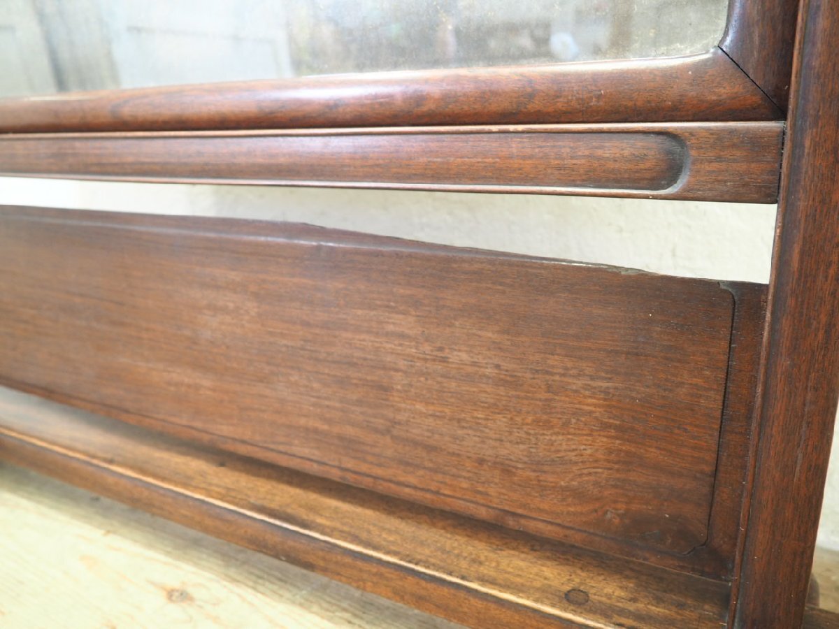 タL0836◆H113cm×W106cm◆ガラス入り◆重厚な味わいの古い木製衝立◆間仕切り パーティション 古民家 和室 レトロ アンティークO笹4_画像6