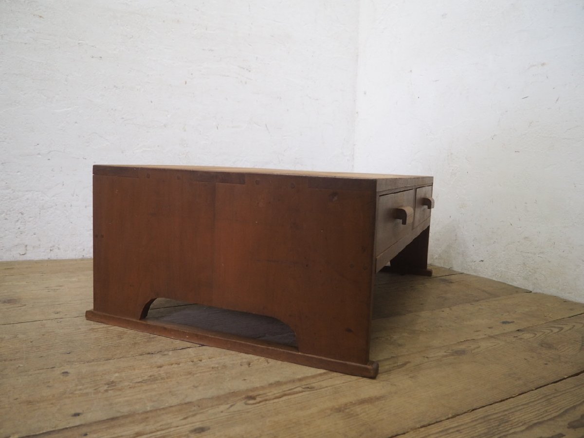 タP0551◆天板W91cm×D59,5cm◆アンティーク◆可愛い木製取っ手の古い木製文机◆座卓 ちゃぶ台 展示台 引き出し ローテーブル レトロL笹4_画像4