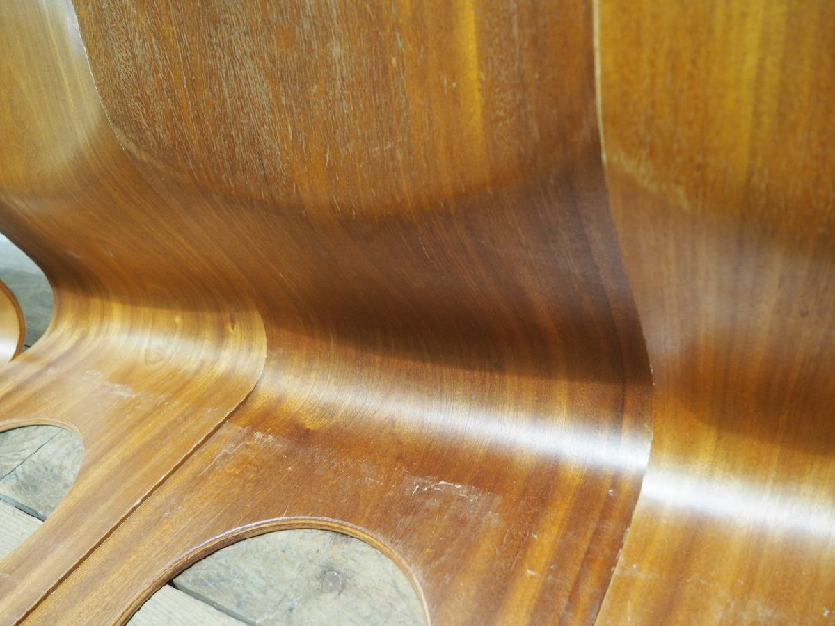 taW1936*①5 ножек комплект * Tendo Mokko * ретро старый искривление . дерево. сиденье "zaisu" *i slow che apply дерево мир современный . сиденье .. павильон мир . Vintage J.4