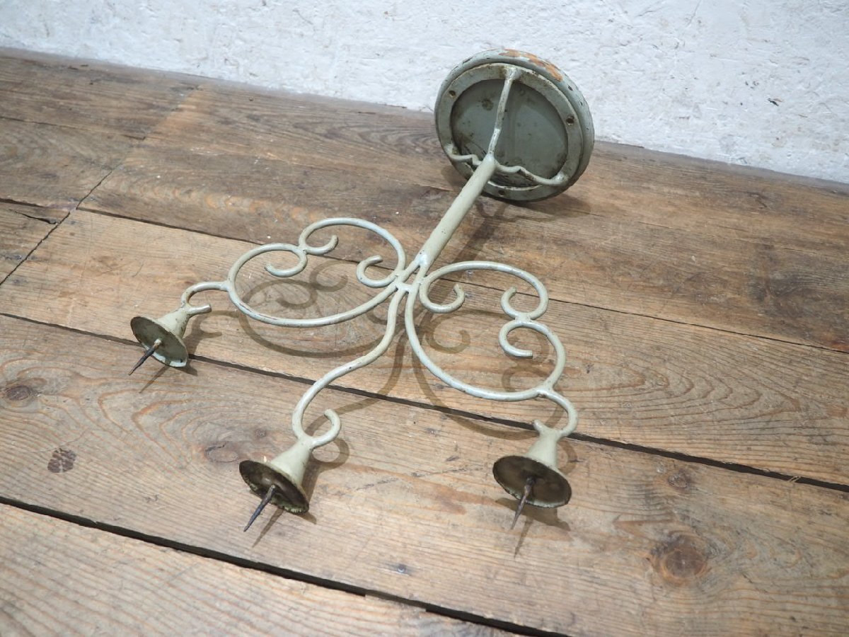 yuW1979*②H56cm×W37cm* античный * старый металлический. свеча подставка * промышленность серия . шт. .. установить low sok произведение искусства retro A.4