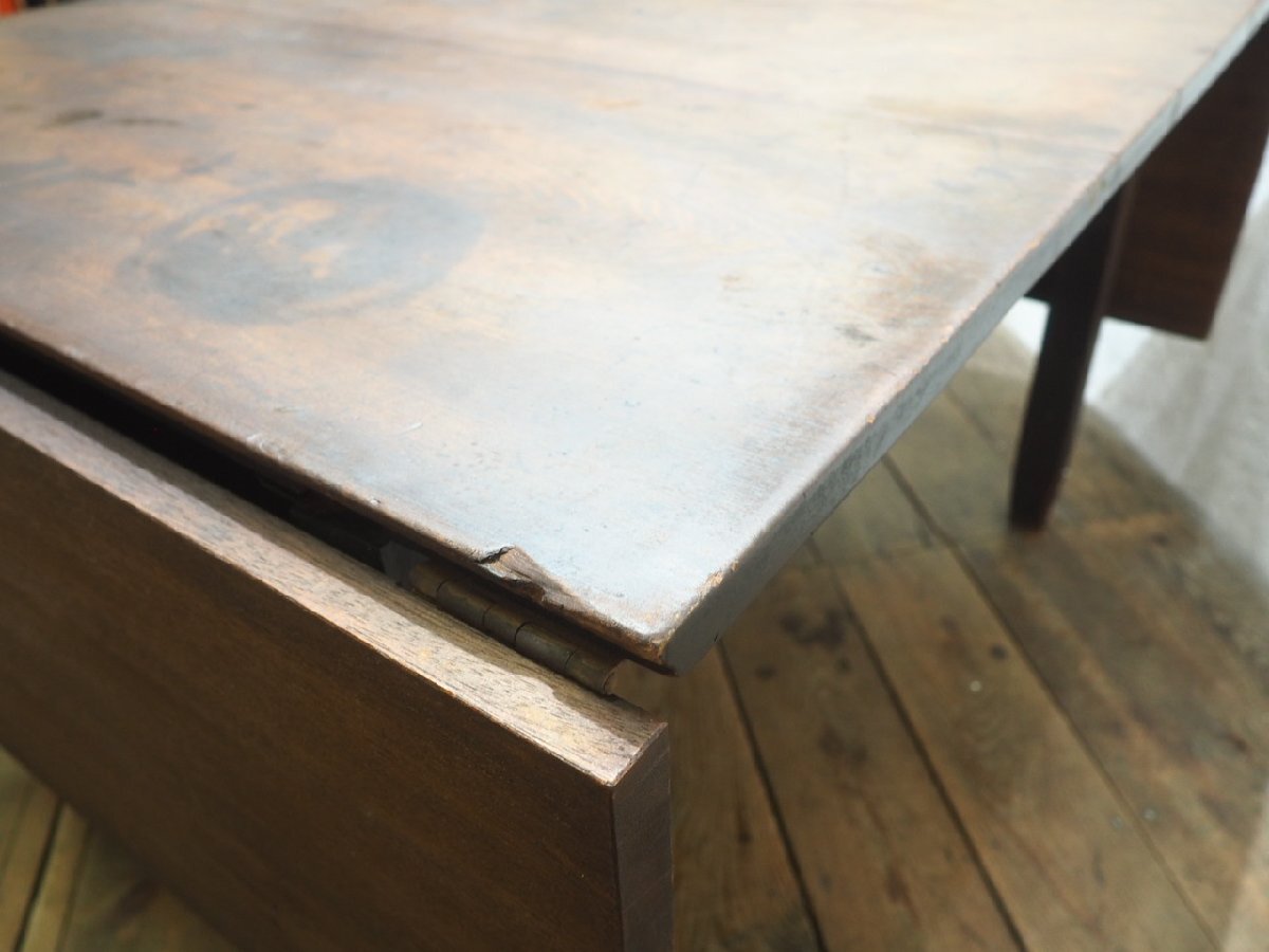 タ荷X1408◆天板W118~201,5cm×D91cm◆ヴィンテージ◆レトロな古い木製バタフライテーブル◆机 デスク 展示台 アンティークU(ヤD)松_画像6