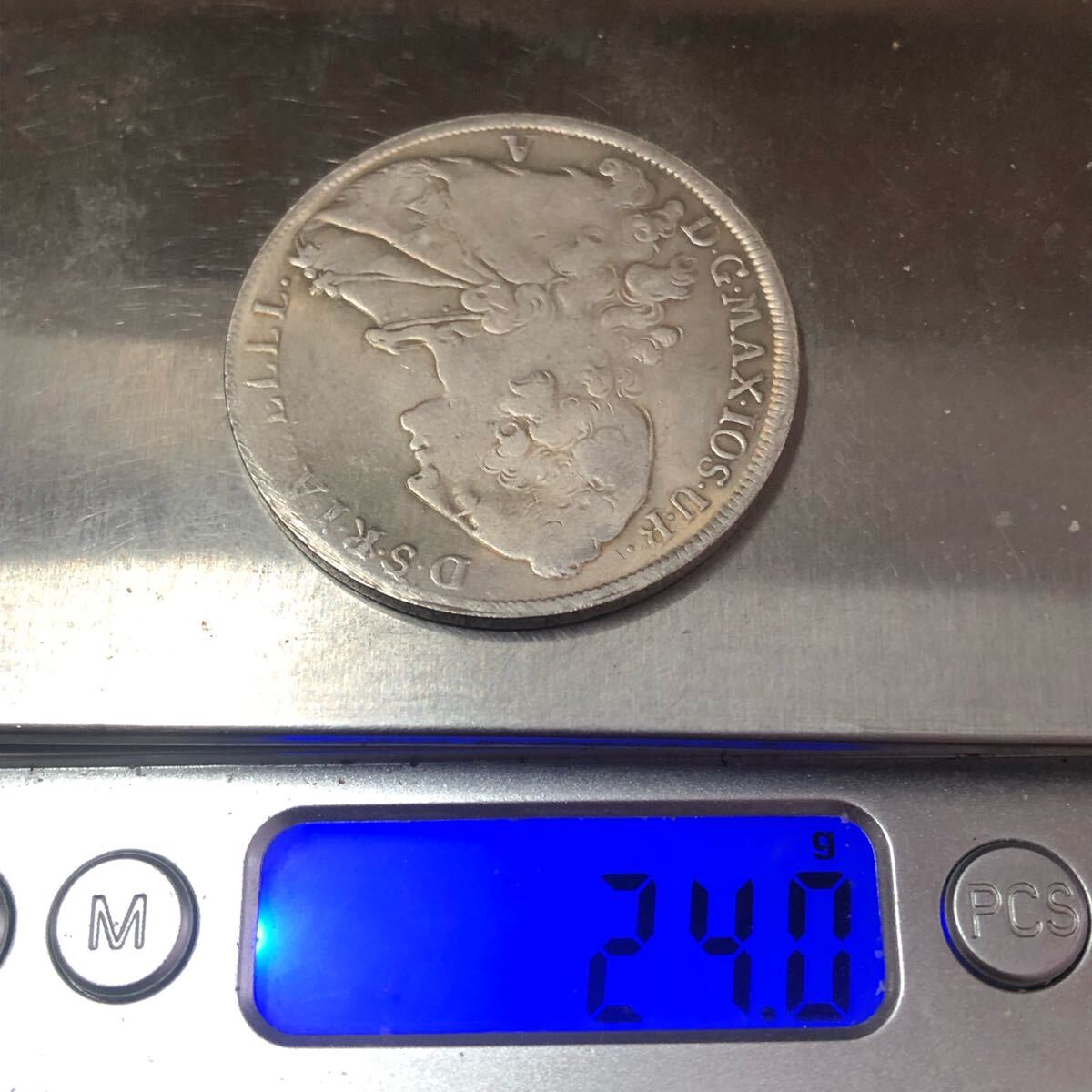 銀貨 ポーランド・リトアニア共和国 古銭 アウグストゥス3世 1763年 グダニスクの紋章 選帝侯 大型銀貨 _画像6