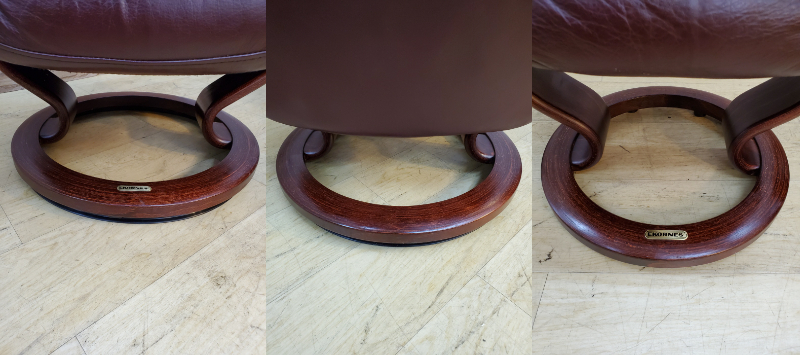 ① EKORNES エコーネス リクライニングソファー オットマン テーブル付 アームソファー ストレスレスチェア ブラウン レザー 検) ウイング