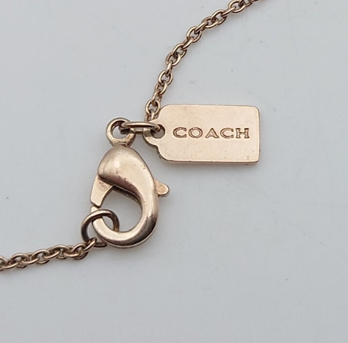 【N575】 COACH ネックレス コーチ シグネチャー Cロゴ Cマーク ラインストーン ピンクゴールド系 ブランド アクセサリー_画像5