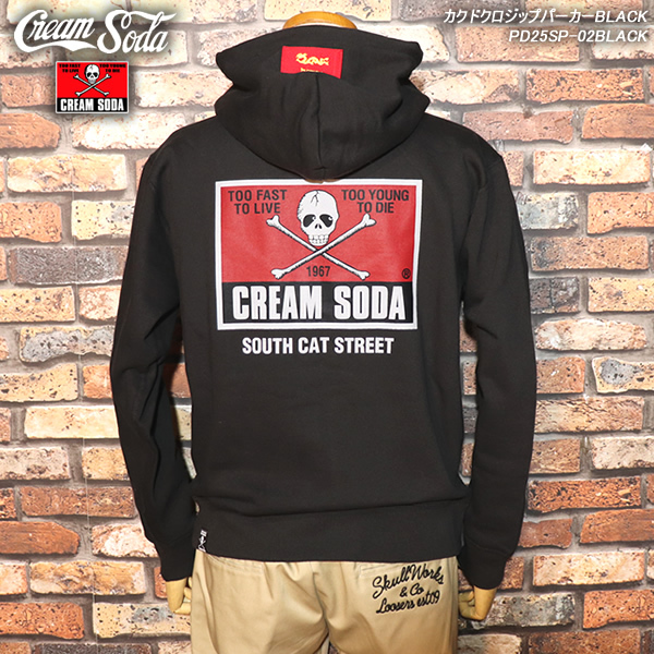 M/ CREAM SODA クリームソーダ カクドクロジップパーカー BLACK PD25SP-02BLACK ロカビリー ロックンロール　原宿キャットストリート_画像1