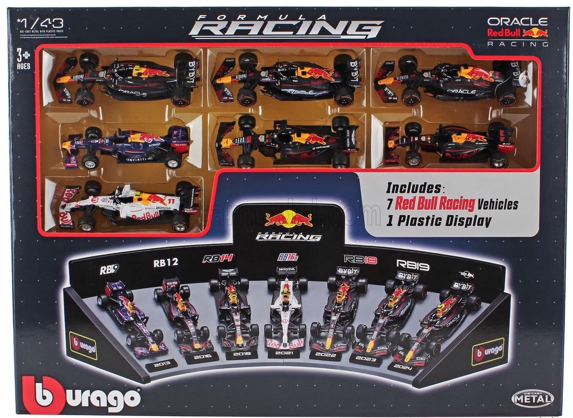 Burago 1/43 RED BULL F1 スペシャルセット マシン7台+展示台 レッドブル ヴェッテル ペレス フェススタッペン ミニカー_画像1