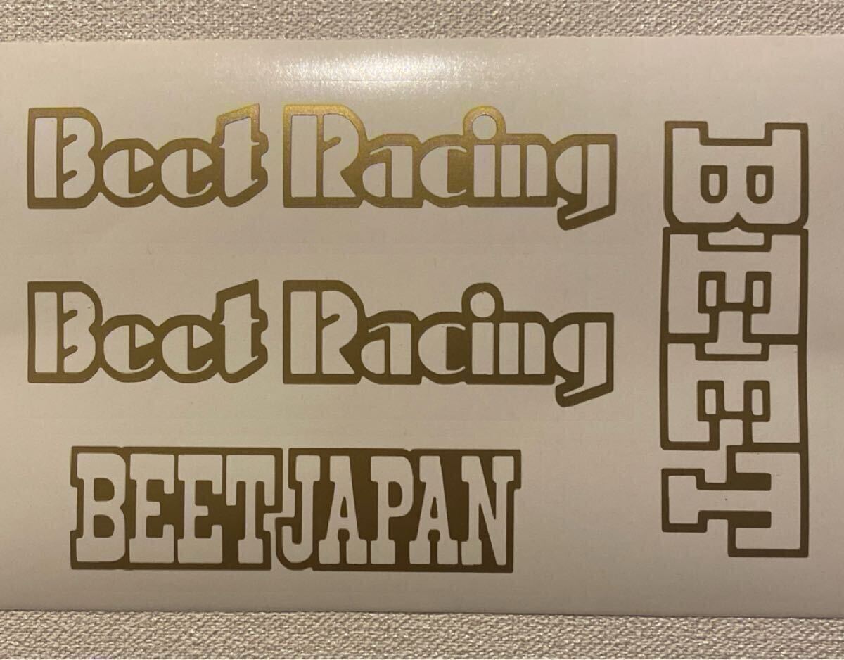 BEETステッカー BEETBEETRACING BEETJAPAN ゴールド　金　中抜き　枠文字_画像1