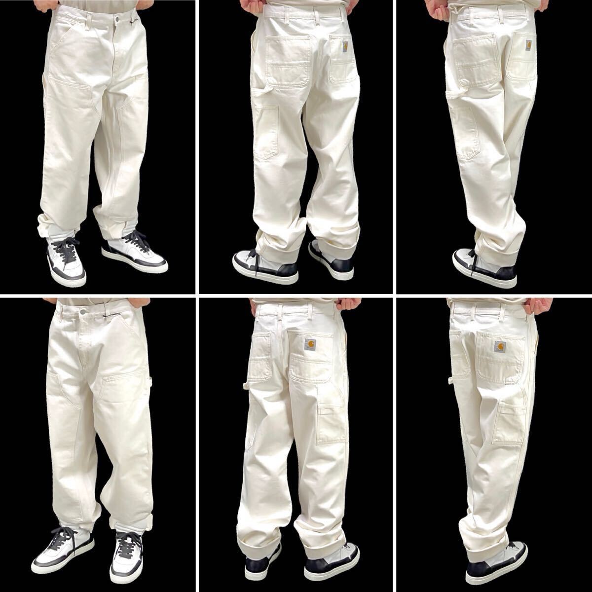 新品 carhartt wip カーハート DOUBLE KNEE PANT ワンポイント タグ ホワイトデニム ワイド ストレート ダブルニー ペインター パンツ W33_画像2
