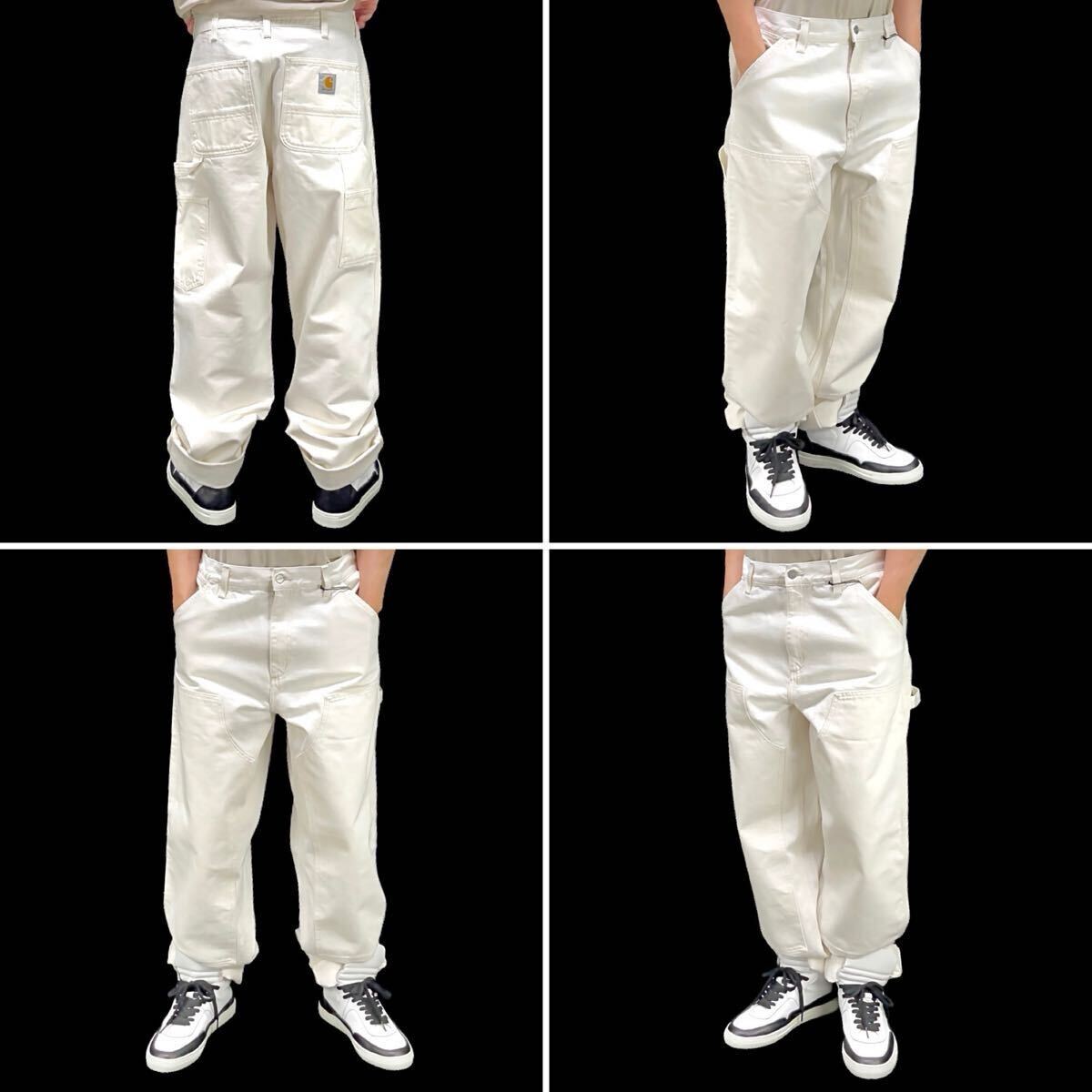 新品 carhartt wip カーハート DOUBLE KNEE PANT ワンポイント タグ ホワイトデニム ワイド ストレート ダブルニー ペインター パンツ W33_画像3